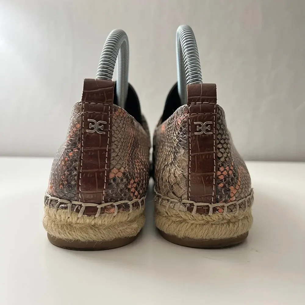 Sam Edelman Nude Pink Snake Khloe Slip On Espadrille Size 8.5 Vacation Summer